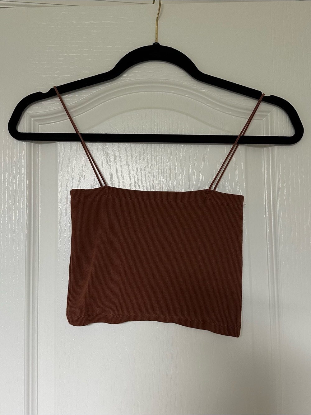 Zara Rust Brown Ribbed Spaghetti Strap Camisole